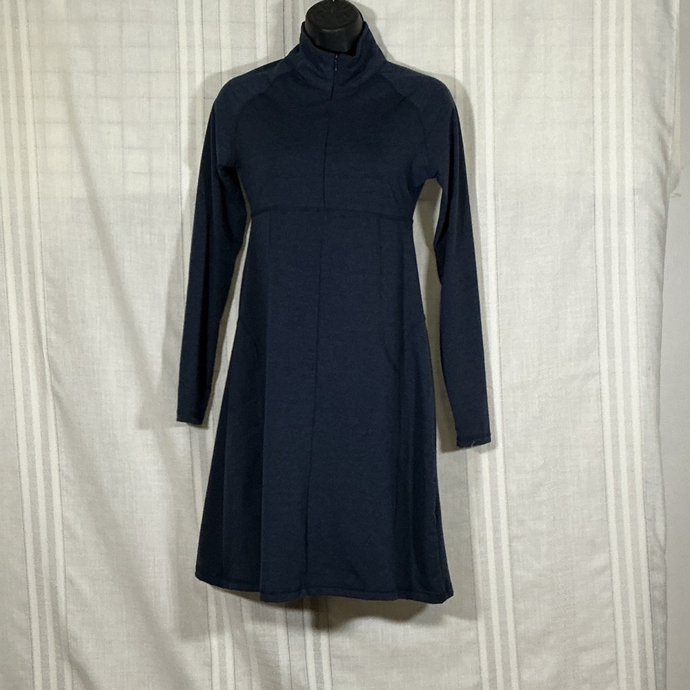 Soybu Navy Long Sleeve A-Line Dress